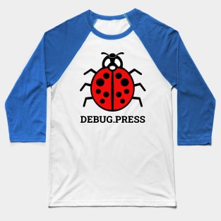 DebugPress: Ladybug with Website name Baseball T-Shirt